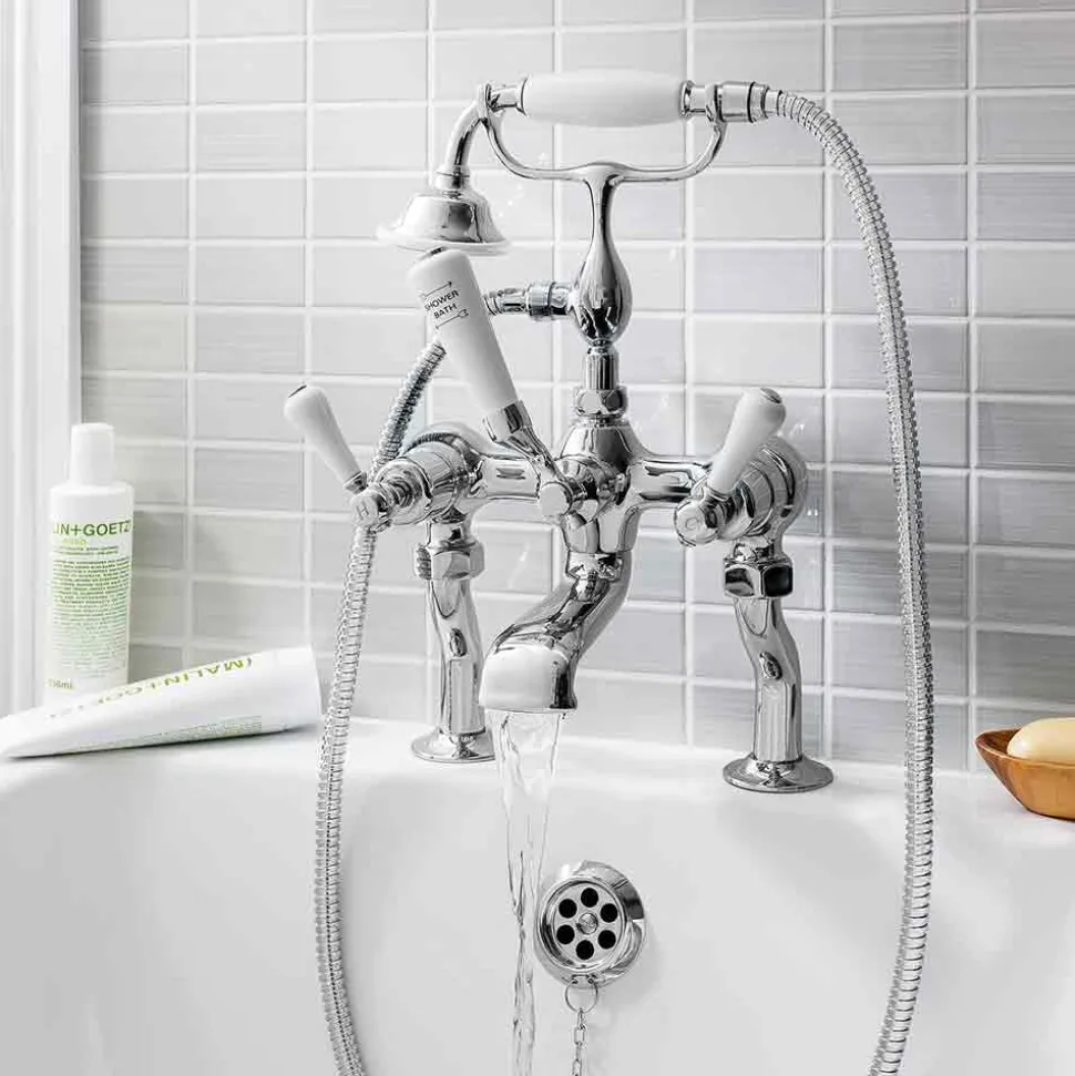 Crosswater Belgravia Lever Deck Mounted Bath Shower Mixer with Handset Kit