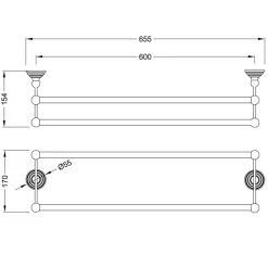 Crosswater Belgravia 600mm Double Towel Rail