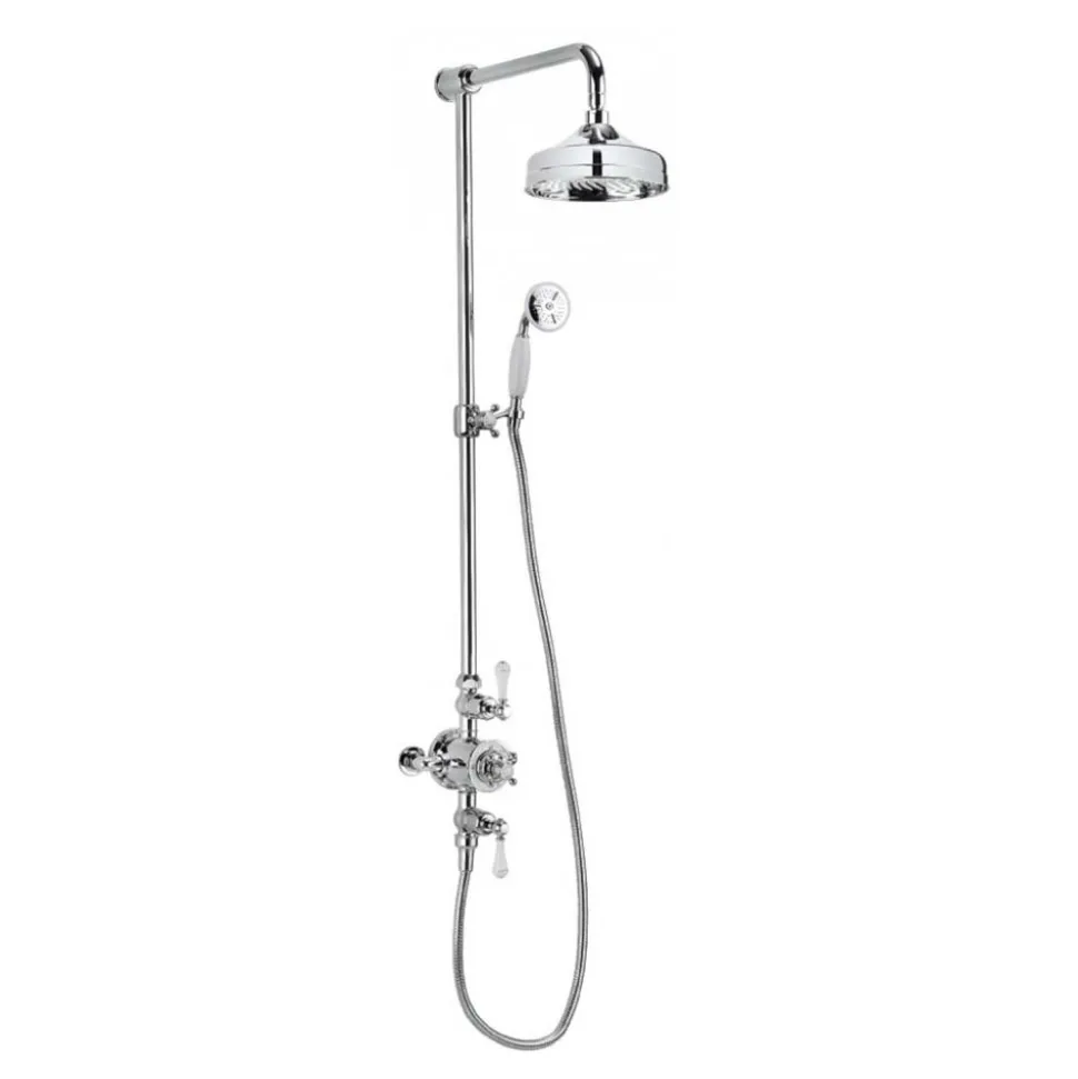 Crosswater Belgravia Multifunction Shower Valve with Slide Rail and Handset and Fixed Shower Head - 8 Inch Chrome Shower Head