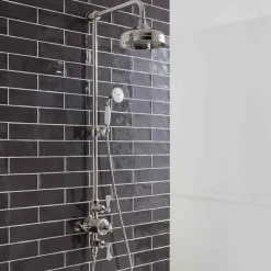 Crosswater Belgravia Multifunction Shower Valve with Slide Rail and Handset and Fixed Shower Head - 8 Inch Chrome Shower Head