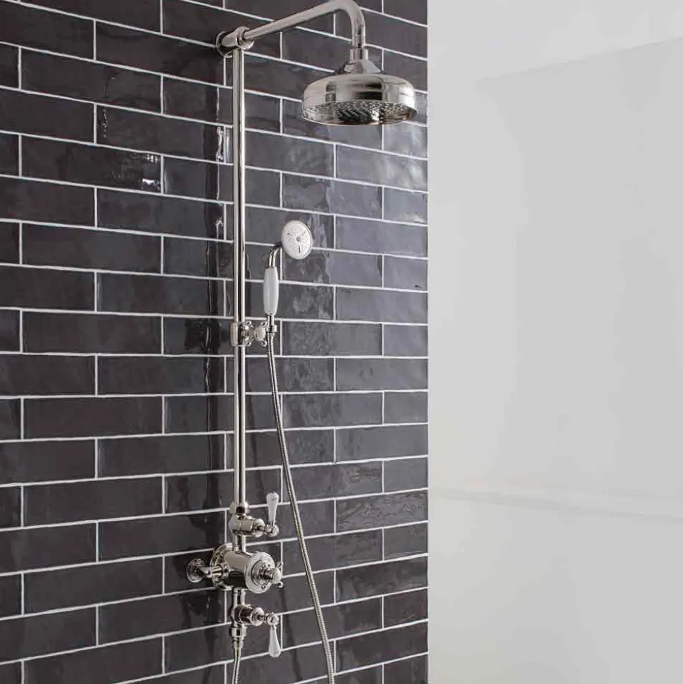 Crosswater Belgravia Multifunction Shower Valve with Slide Rail and Handset and Fixed Shower Head - 8 Inch Chrome Shower Head