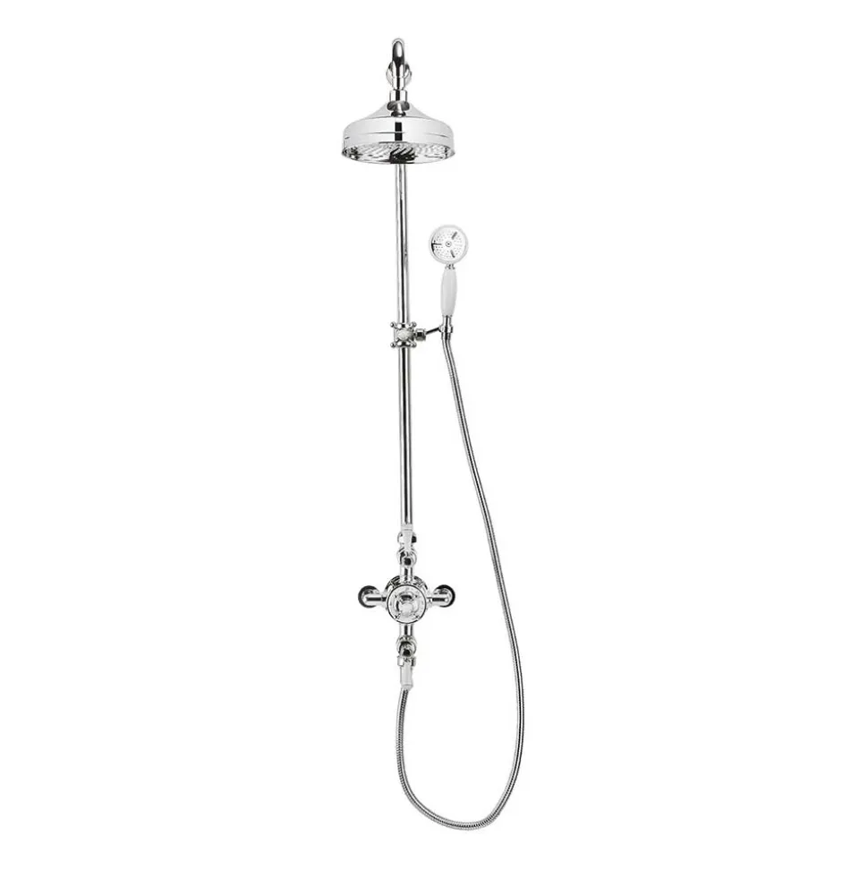 Crosswater Belgravia Multifunction Shower Valve with Slide Rail and Handset and Fixed Shower Head - 8 Inch Chrome Shower Head