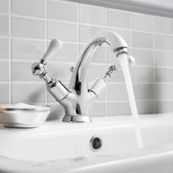 Crosswater Belgravia Twin Lever High Neck Mono Basin Mixer with Pop Up Waste