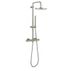 Crosswater Central Exposed Thermostatic Shower Valve with Rigid Riser & Handset Kit - Brushed Nickel