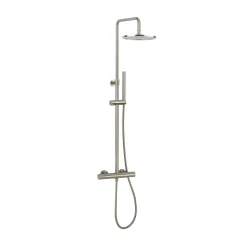 Crosswater Central Exposed Thermostatic Shower Valve with Rigid Riser & Handset Kit - Brushed Nickel