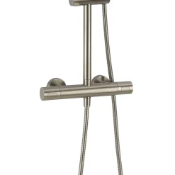 Crosswater Central Exposed Thermostatic Shower Valve with Rigid Riser & Handset Kit - Brushed Nickel
