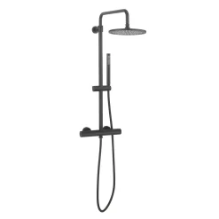 Crosswater Central Thermostatic Exposed Shower Kit With Height Adjustable Rigid Riser - Matt Black