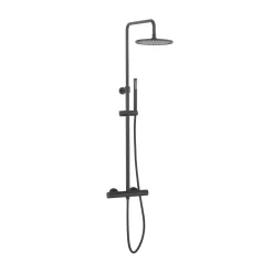 Crosswater Central Thermostatic Exposed Shower Kit With Height Adjustable Rigid Riser - Matt Black
