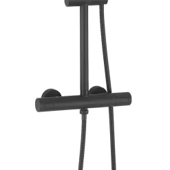 Crosswater Central Thermostatic Exposed Shower Kit With Height Adjustable Rigid Riser - Matt Black