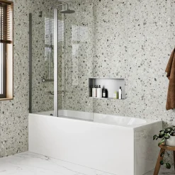 Crosswater Clear 6 6mm Easy Clean Double Panel Hinged Bath Screen - 1500 x 1150mm