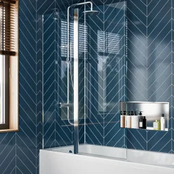 Crosswater Clear 6 6mm Easy Clean Double Panel Hinged Bath Screen - 1500 x 1150mm
