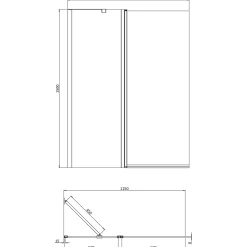 Crosswater Clear 6 6mm Easy Clean Double Panel Hinged Bath Screen - 1500 x 1150mm