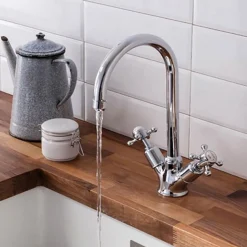 Crosswater Cucina Belgravia Crosshead Twin Handle Kitchen Mixer with Swivel Spout