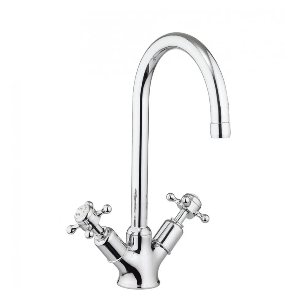 Crosswater Cucina Belgravia Crosshead Twin Handle Kitchen Mixer with Swivel Spout