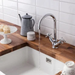 Crosswater Cucina Belgravia Crosshead Twin Handle Kitchen Mixer with Swivel Spout