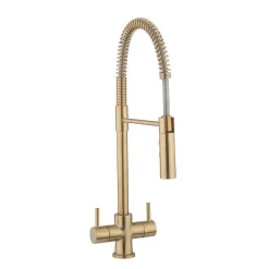 Crosswater Cucina Cook Dual Control Mono Kitchen Mixer with Flexi Spray - Brushed Brass