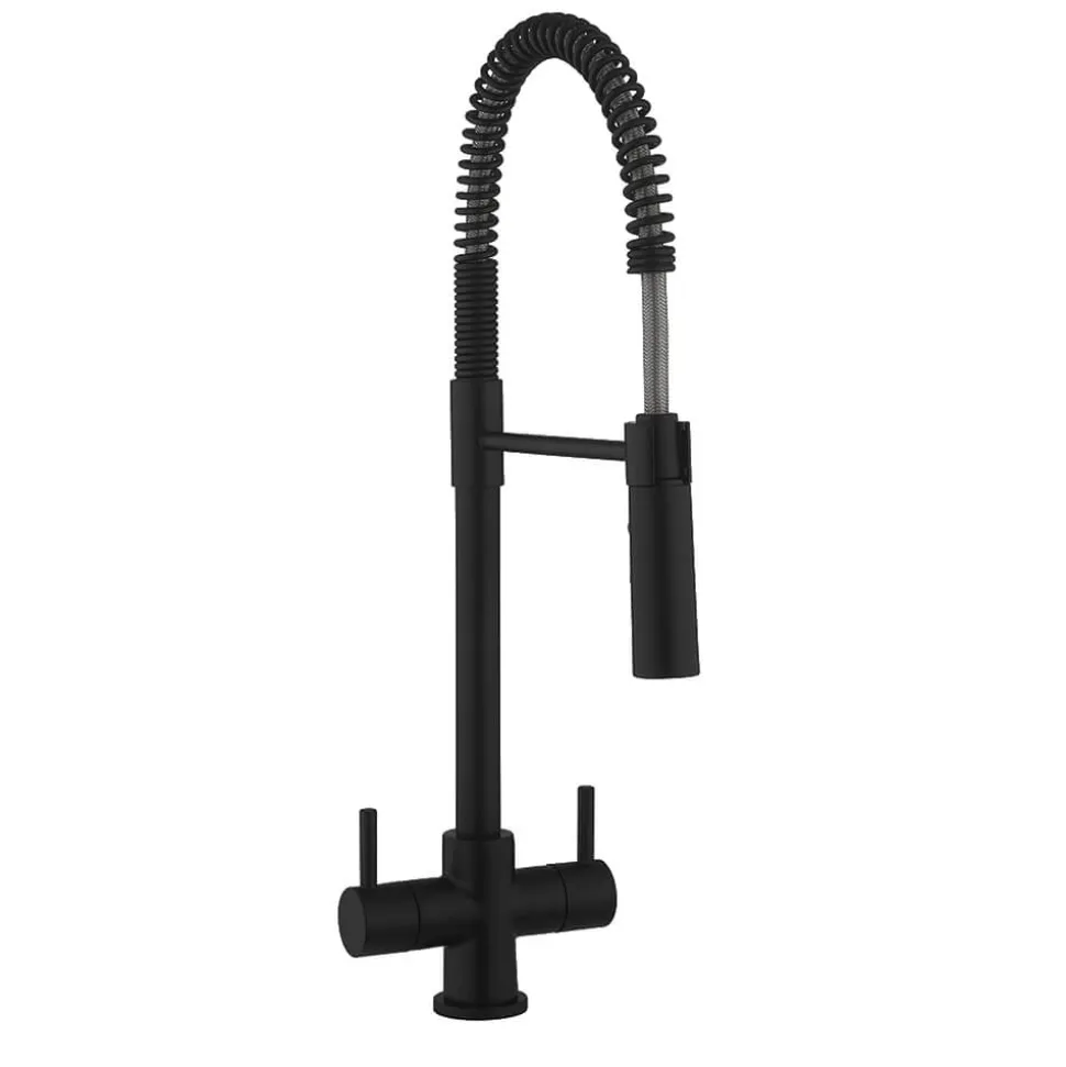 Crosswater Cucina Cook Dual Control Mono Kitchen Mixer with Flexi Spray - Matt Black
