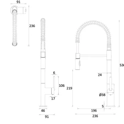 Crosswater Cucina Cook Industrial Style Single Lever Mono Kitchen Mixer Tap