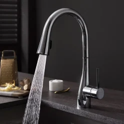 Crosswater Cucina Cook Mono Kitchen Mixer with Concealed Dual Function Pull Out Spray Head