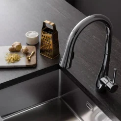 Crosswater Cucina Cook Mono Kitchen Mixer with Concealed Dual Function Pull Out Spray Head