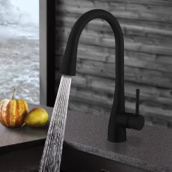 Crosswater Cucina Cook Mono Kitchen Mixer with Concealed Dual Function Pull Out Spray - Matt Black