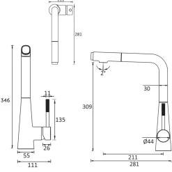 Crosswater Cucina Cook Pull Out Single Lever with Dual Function Kitchen Mixer Tap