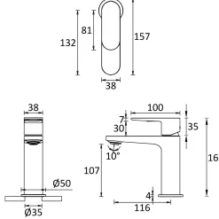 Crosswater Drift Mono Basin Mixer Tap with Click Clack Waste