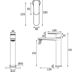Crosswater Drift Tall Mono Basin Mixer Tap with Slotted Waste