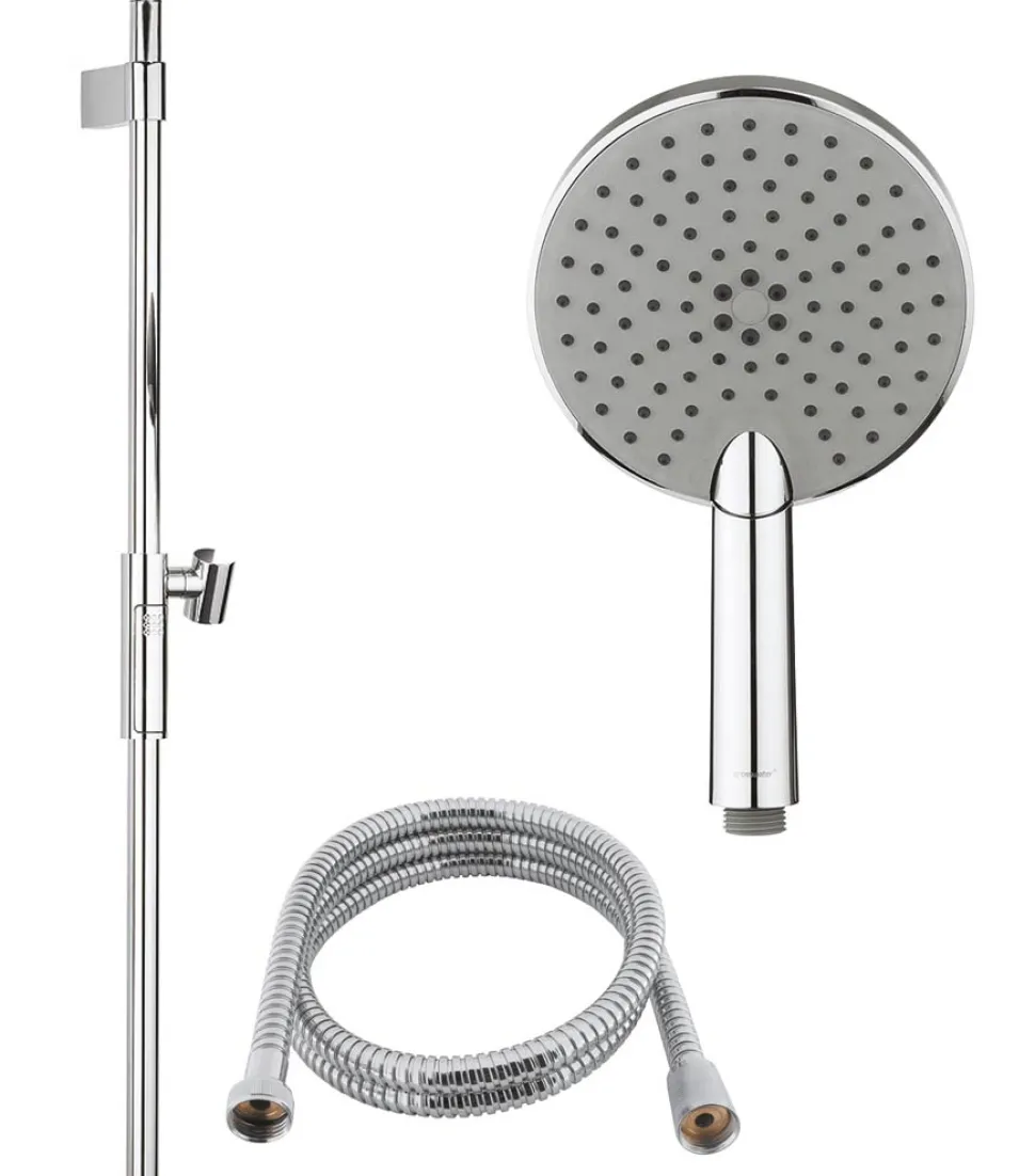 Crosswater Ethos Push Button Slide Rail Kit with Easy Clean Hose & 3 Mode Shower Handset