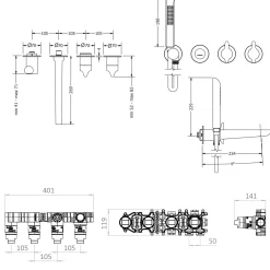 Crosswater Foile Module 2 Outlet Shower Valve, Bath Spout & Handset