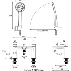 Crosswater Fuse Bath Shower Mixer Tap & Kit