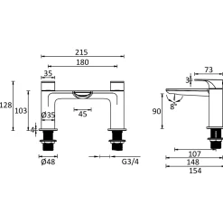 Crosswater Fuse Deck Mounted Bath Mixer Tap