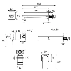 Crosswater Fuse 2 Hole Wall Mounted Basin Mixer Tap