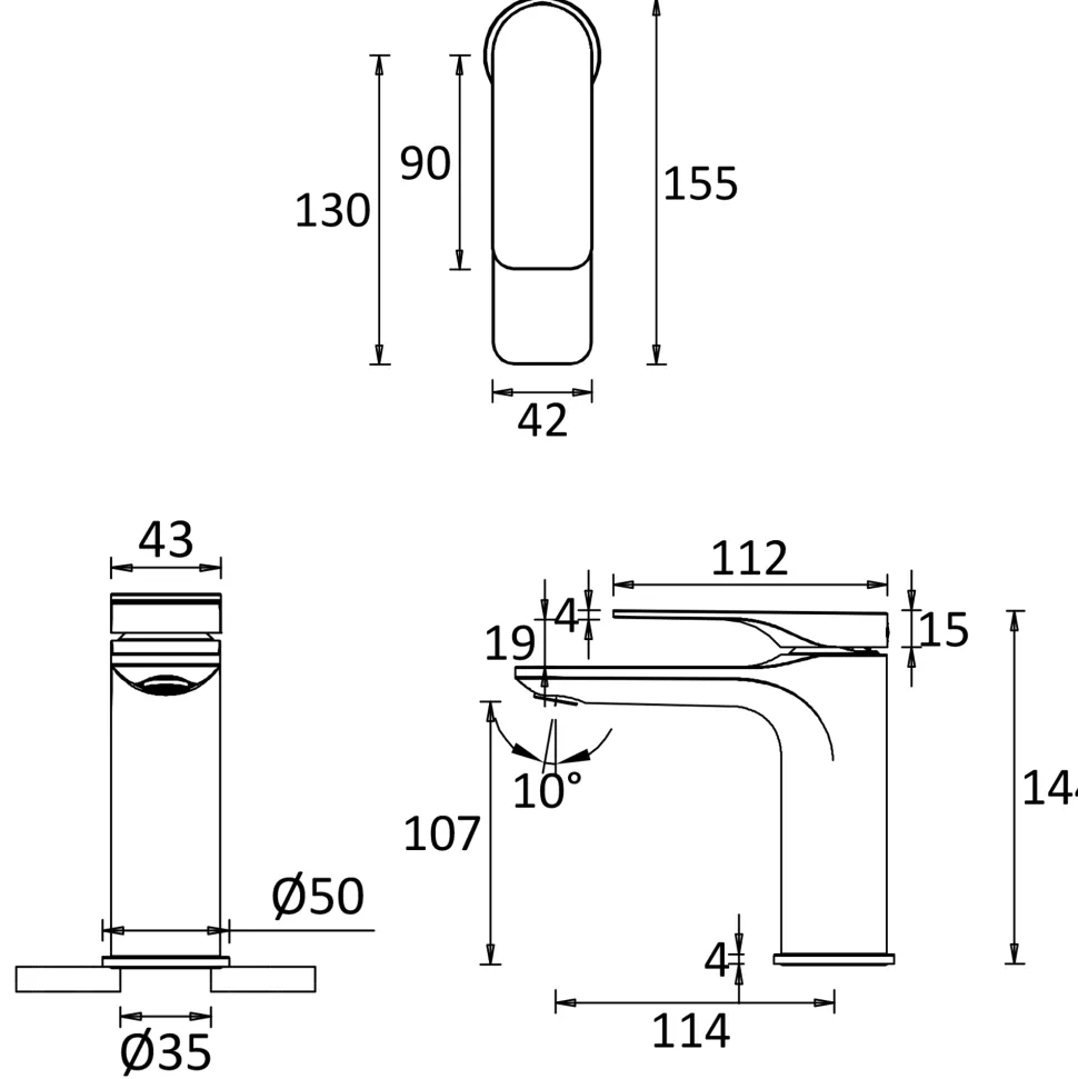 Crosswater Fuse Mono Basin Mixer Tap with Click Clack Waste
