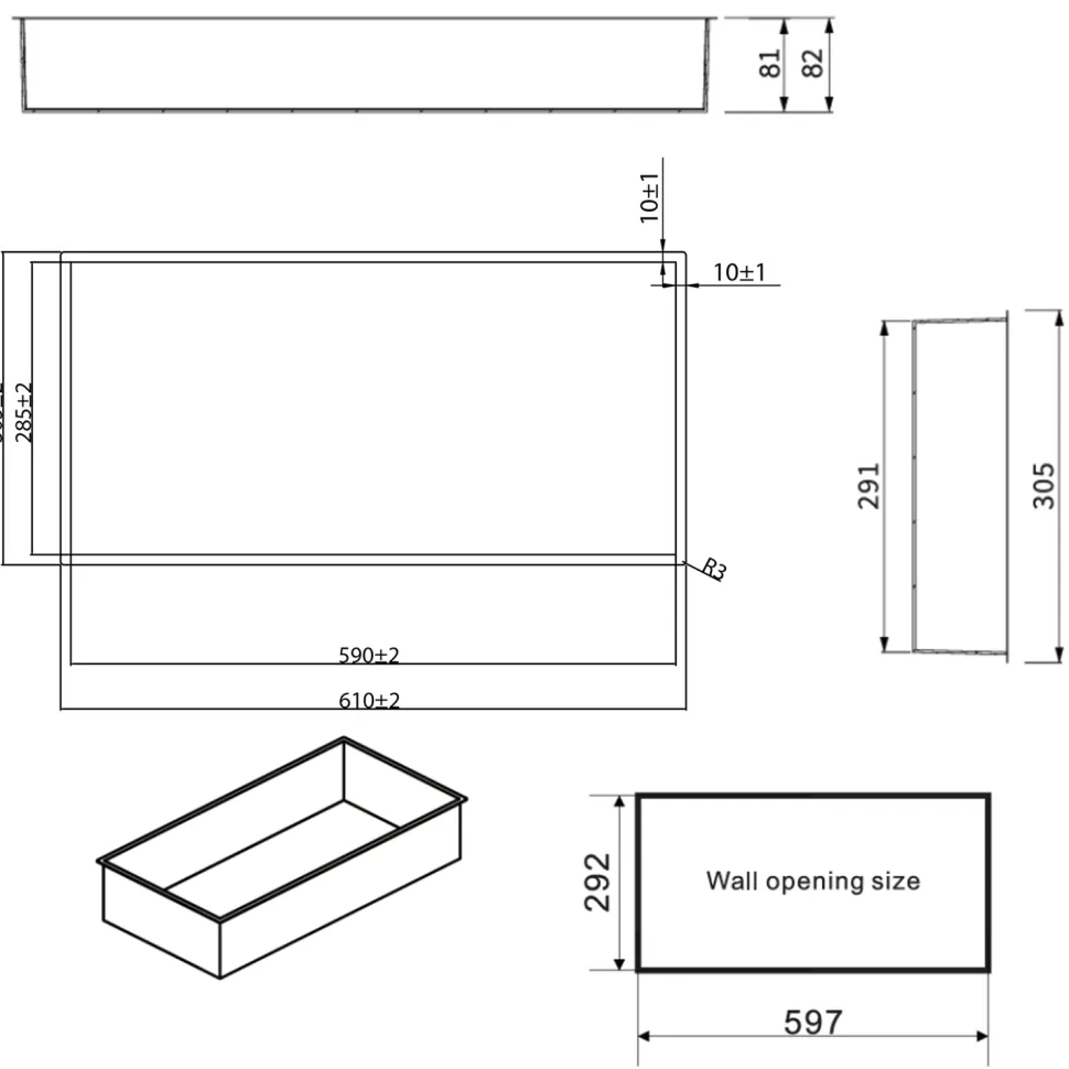 Crosswater Inset Shower Niche 610 x 305mm