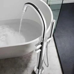 Crosswater Kai Lever Thermostatic Floor Standing Bath Shower Mixer with Shower Kit