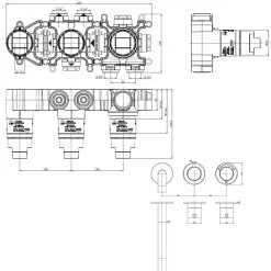 Crosswater Module 3 Outlet 2 Handle Concealed Thermostatic Shower Valve & Bath Spout