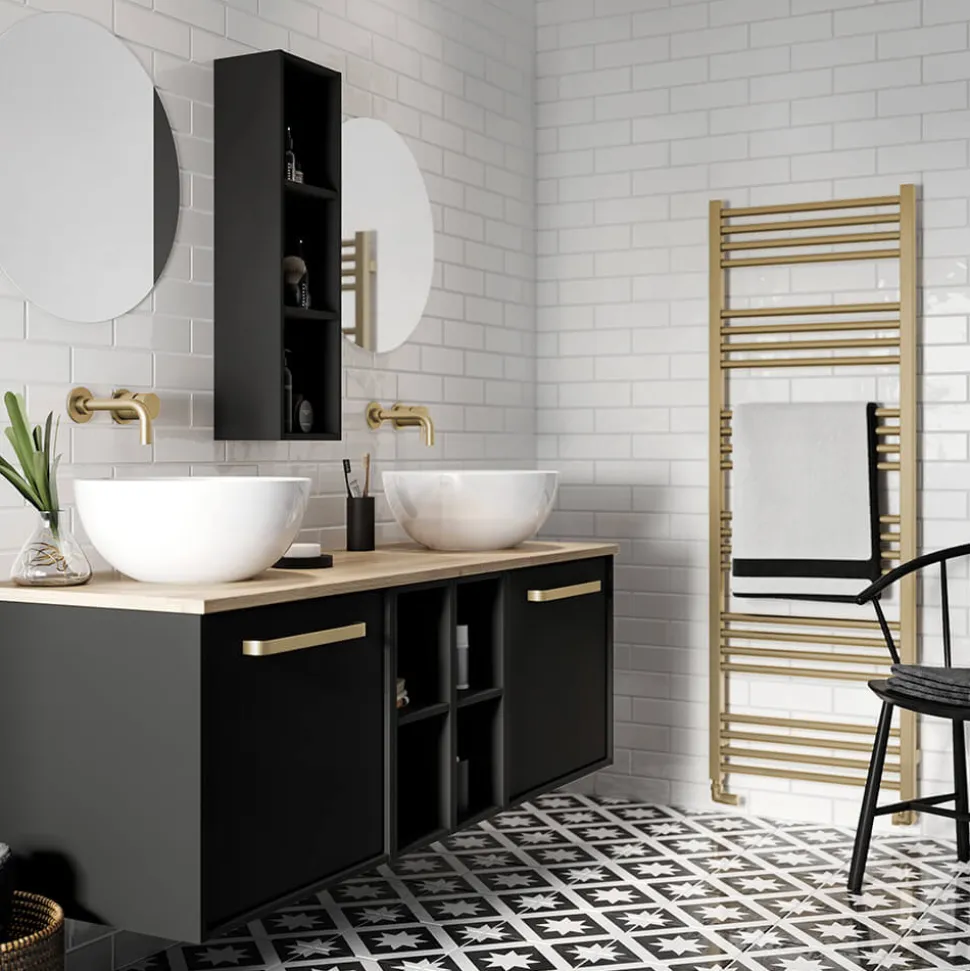 Crosswater MPRO Brushed Brass Heated Towel Rail