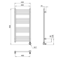 Crosswater MPRO Electric Brushed Brass Heated Towel Rail