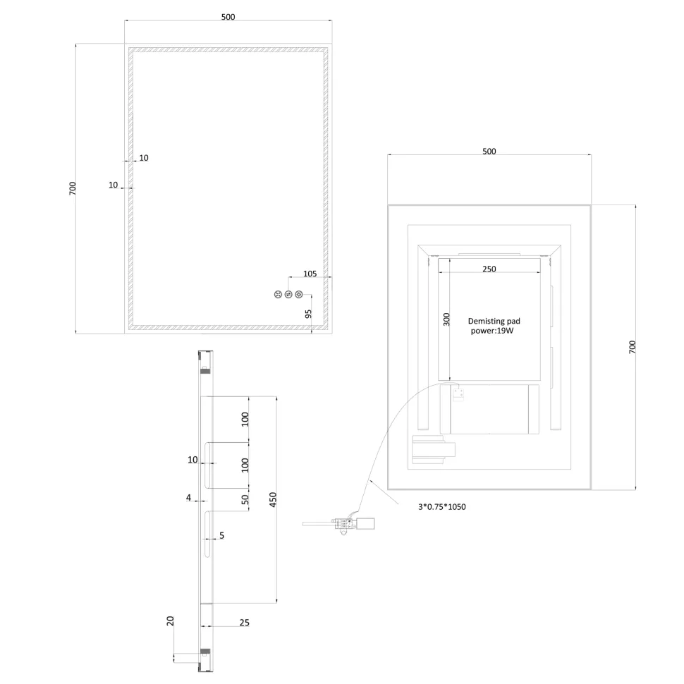 Crosswater MPRO Framed LED Illuminated Steam Free Mirror & Colour Change Lights