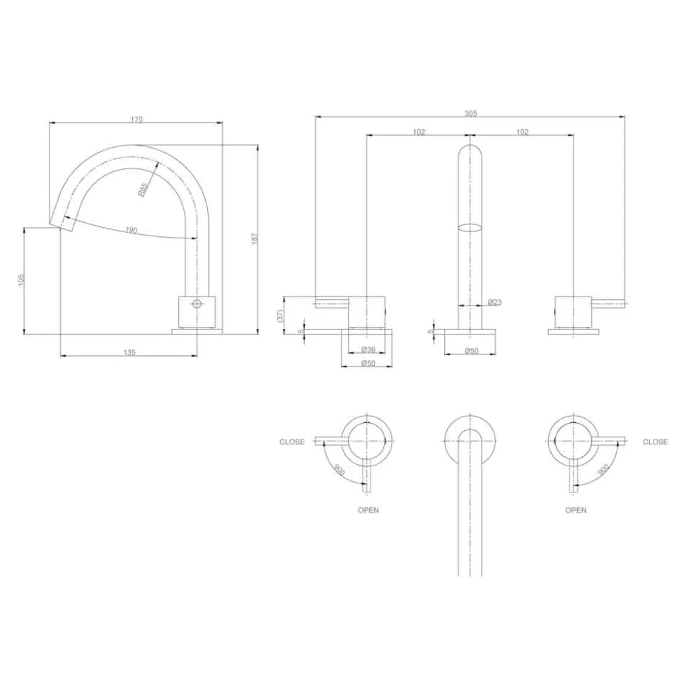 Crosswater MPRO 3 Hole Basin Mixer Tap