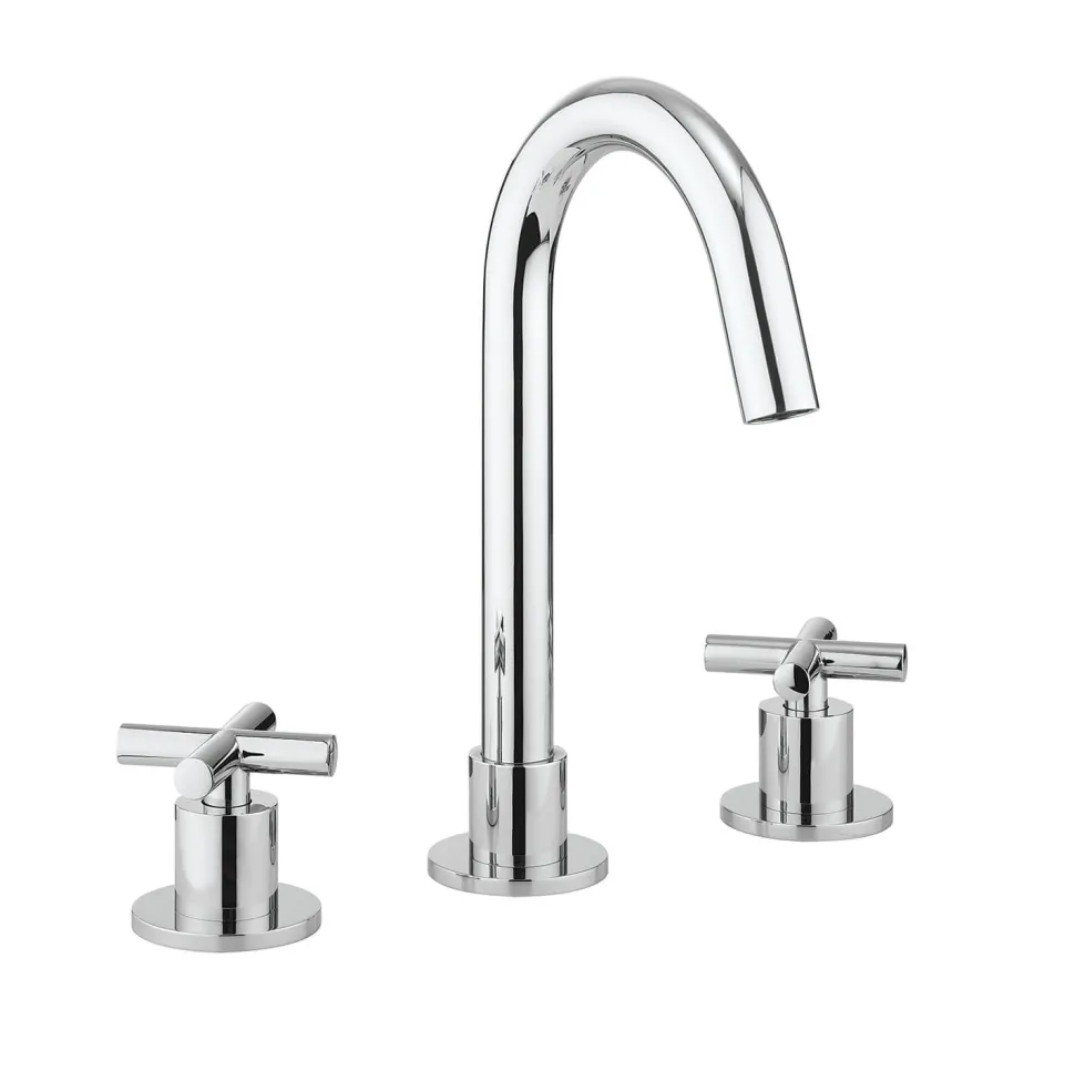 Crosswater MPRO 3 Hole Basin Mixer Tap with Crosshead Handles