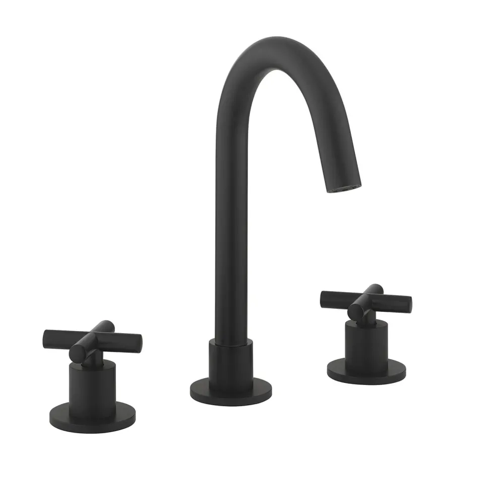 Crosswater MPRO 3 Hole Basin Mixer Tap with Crosshead Handles