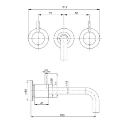 Crosswater MPRO 3 Hole Wall Mounted Basin Mixer Tap