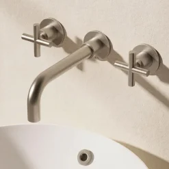 Crosswater MPRO 3 Hole Wall Mounted Basin Mixer Tap with Crosshead Handles