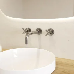 Crosswater MPRO 3 Hole Wall Mounted Basin Mixer Tap with Crosshead Handles