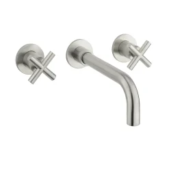 Crosswater MPRO 3 Hole Wall Mounted Basin Mixer Tap with Crosshead Handles