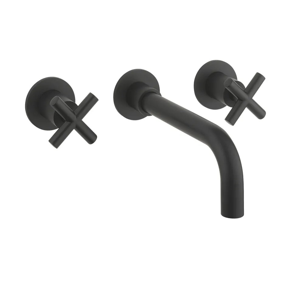 Crosswater MPRO 3 Hole Wall Mounted Basin Mixer Tap with Crosshead Handles