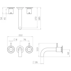 Crosswater MPRO 3 Hole Wall Mounted Bath Filler Tap