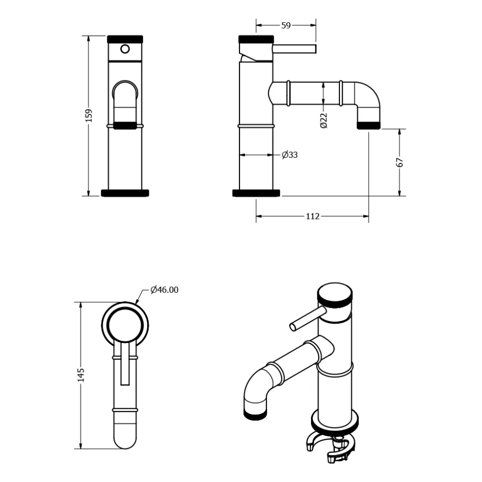 Crosswater MPRO Industrial Basin Mixer Tap